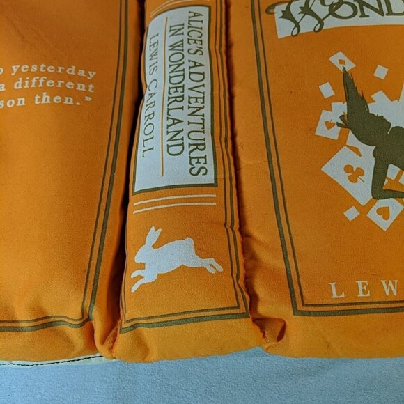 Think Geek Olde Book Pillow Alice’s Adventures in Wonderland Orange Plush - Picture 12 of 12